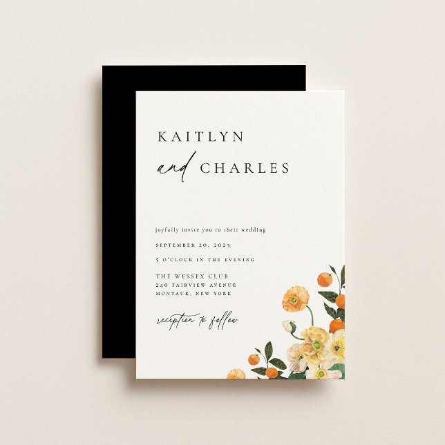 Citrus Orange Floral Wedding Invitation (Creator Uploaded)
