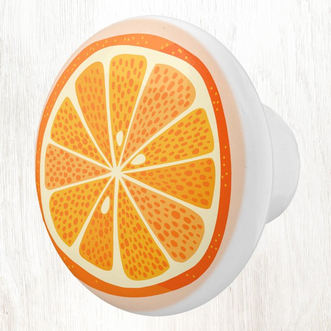 Citrus Orange Fruit Fun Ceramic Knob (Fun and fruity citrus orange fruit slice ceramic door pull or knob)