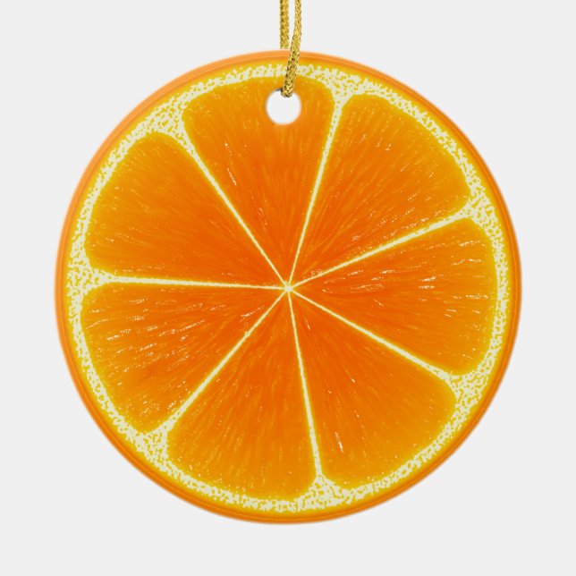 Citrus Orange Fruit Slice Ceramic Ornament (Front)