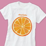 Citrus Orange Fun Personalized T-Shirt<br><div class="desc">Fun orange citrus fruit slice.  Original art by Nic Squirrell.  Change the name to customize.</div>