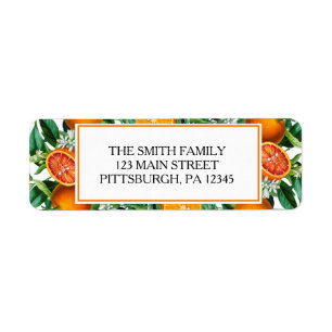 Citrus Orange Leaves Framed Return Address Label
