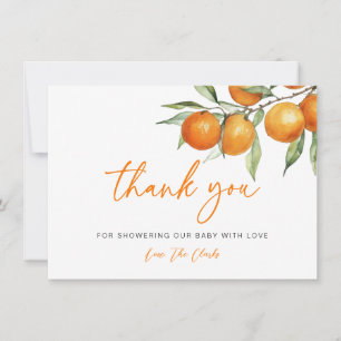 Citrus Orange Little Cutie Baby Shower Thank You Card