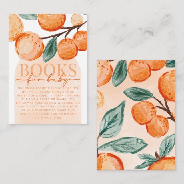 Citrus Orange Livre Demande de carte bébé Insertio (Devant / Derrière)