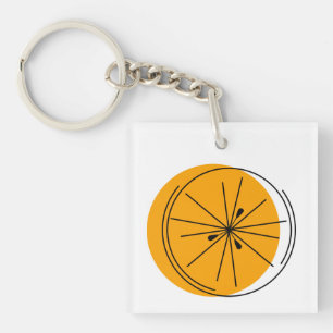 Citrus Orange Monogram square double-sided Keychain