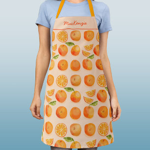 Citrus Orange Pattern Custom Name Apron