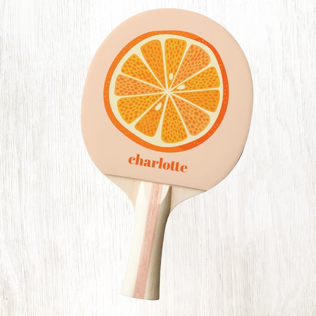 Citrus Orange Personalized Fun Fruit Ping Pong Paddle (Fun citrus orange slice food art personalized custom name ping pong paddle)