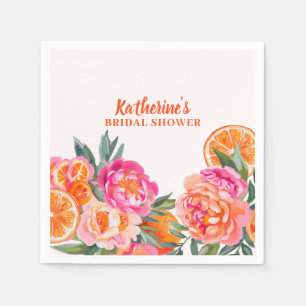 Citrus Orange & Pink Floral Bold Bridal Shower  Napkin