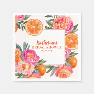 Citrus Orange & Pink Floral Bold Bridal Shower  Napkin