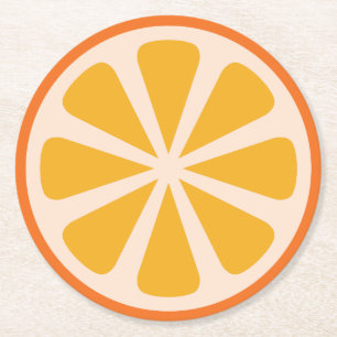 Citrus Orange Slice Fruit 1st Birthday Party Round Paper Coaster