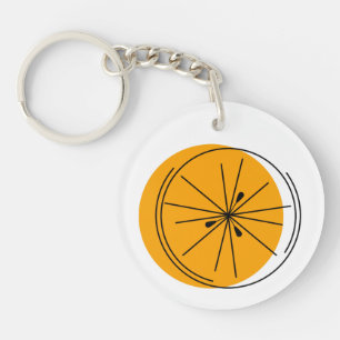 Citrus Orange Text circle double-sided Keychain