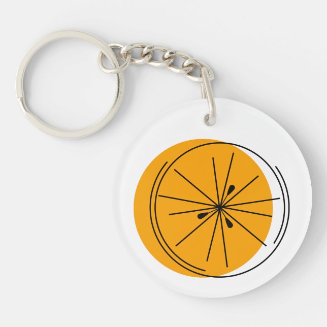 Citrus Orange Text circle double-sided Keychain (Front)