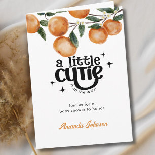 Citrus Orange Watercolor Little Cutie Baby Shower  Invitation