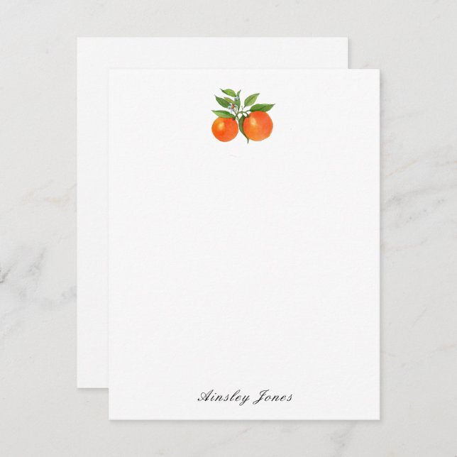 Citrus Orange Watercolor Personalized  Card (Front/Back)