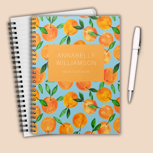 Citrus oranges fruit pattern personalized notebook (Citrus orange summer fruit personalized notebook)
