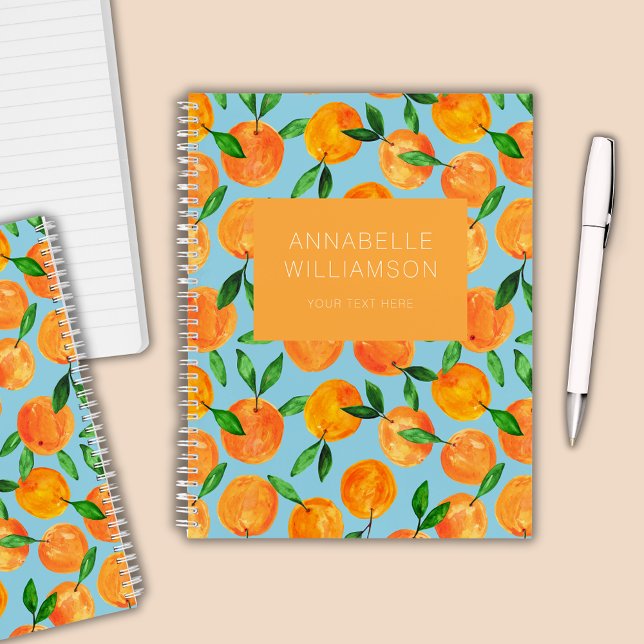 Citrus oranges fruit pattern personalized notebook (Citrus orange summer fruit deluxe spiral notebook)