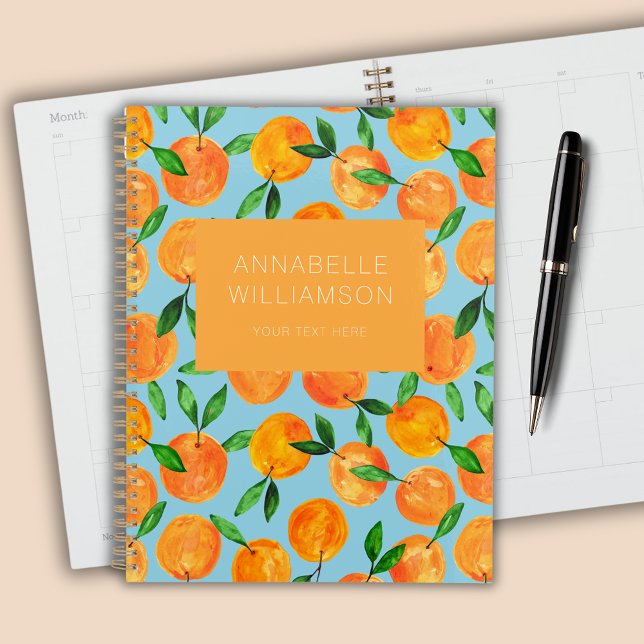 Citrus oranges fruit pattern personalized planner (Citrus orange summer fruit  personalized planner.)