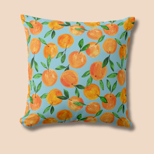 Citrus oranges fruit pattern throw pillow