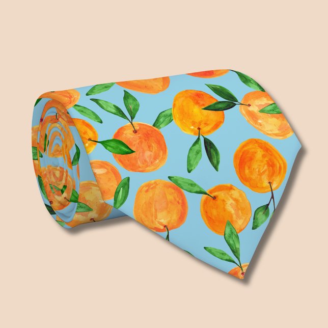 Citrus oranges fruit pattern tie (Summer fruit, citrus orange fruit pattern neck tie)