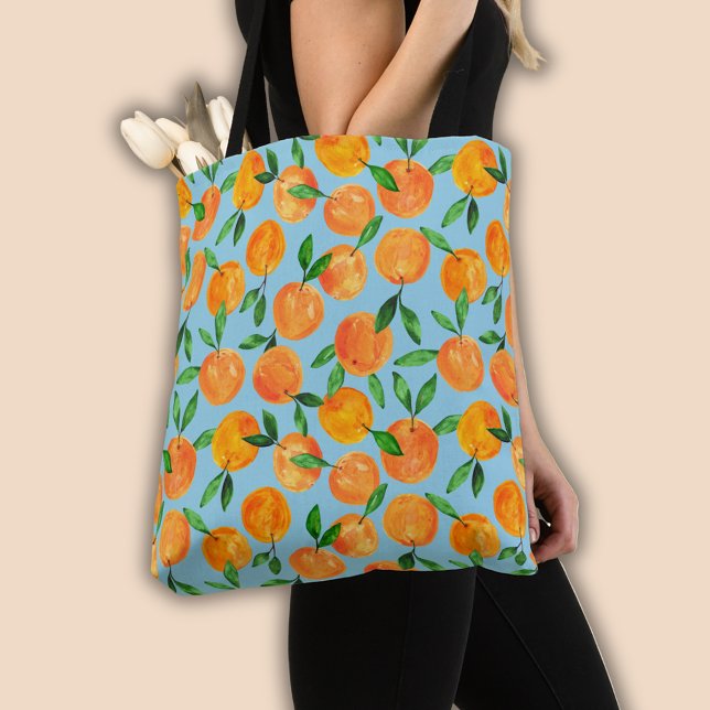 Citrus oranges fruit pattern tote bag (Summer fruit, citrus orange fruit pattern tote bag)