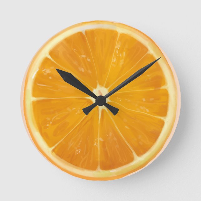 Citrus Oranges Fun Round Clock (Front)
