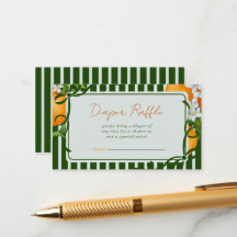 Citrus Oranges Green Stripes Diaper Raffle