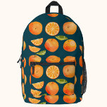 Citrus Oranges Printed Backpack<br><div class="desc">Delicious fruity citrus oranges pattern. Original art by Nic Squirrell.</div>