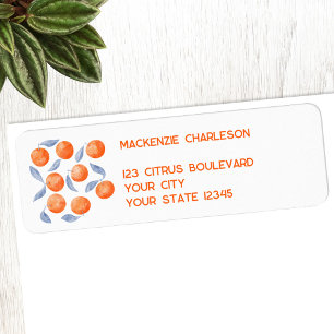 Citrus Oranges Watercolor Return Address
