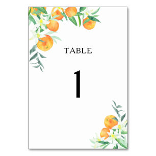 Citrus oranges - wedding table number