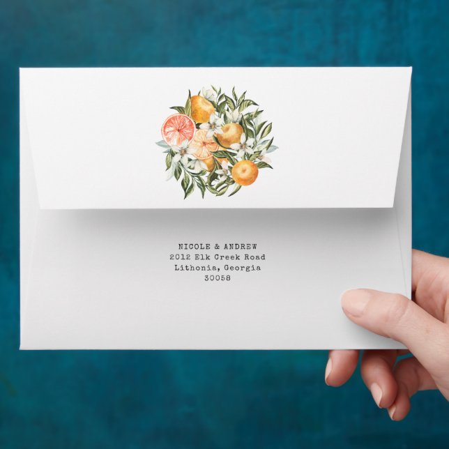 Citrus Orchard | Boho Botanical Mariage Enveloppe (Hand)