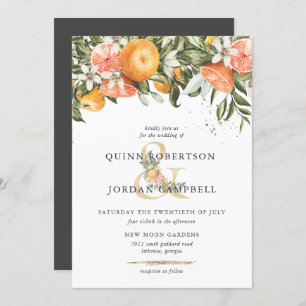Citrus Orchard Boho Botanical Wedding Invitation