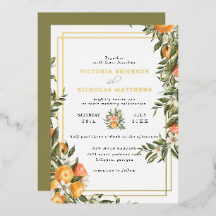 Citrus Orchard   Boho Botanical Wedding Invitation