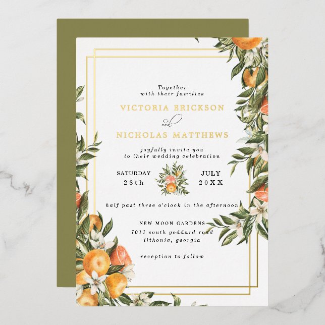Citrus Orchard | Boho Botanical Wedding Invitation (Front/Back)