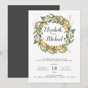 Citrus Orchard   Boho Botanical Wedding Invitation