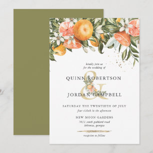 Citrus Orchard   Boho Botanical Wedding Invitation