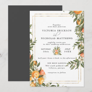 Citrus Orchard Boho Botanical Wedding Invitation