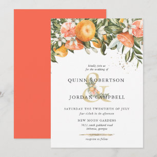 Citrus Orchard   Boho Botanical Wedding Invitation