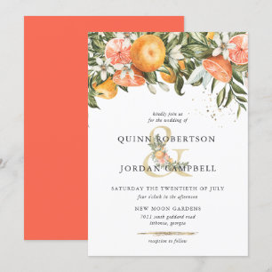 Citrus Orchard   Boho Botanical Wedding Invitation