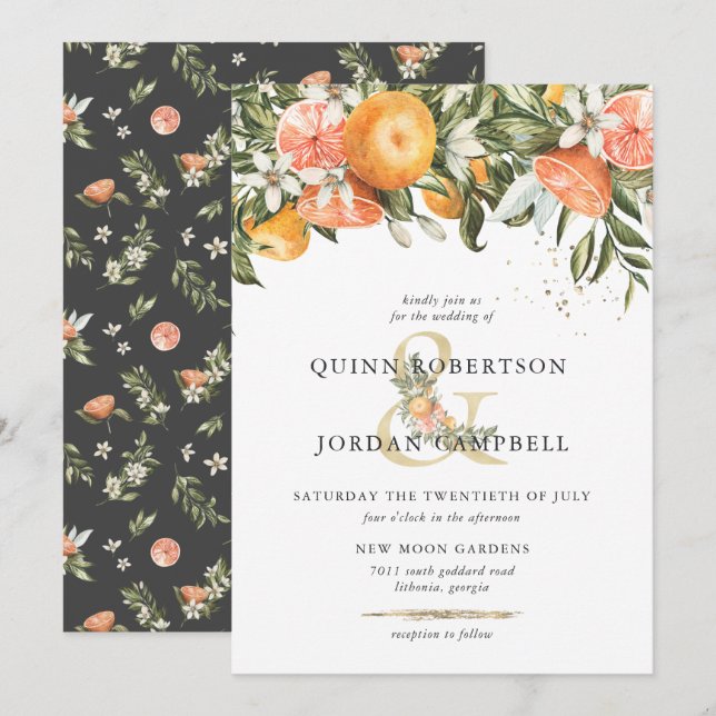 Citrus Orchard | Boho Botanical Wedding Invitation (Front/Back)