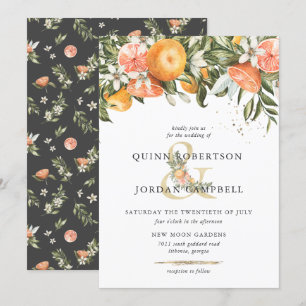 Citrus Orchard   Boho Botanical Wedding Invitation