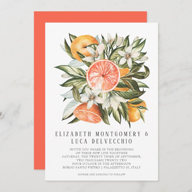 Citrus Orchard | Boho Botanical Wedding Invitation (Front/Back)
