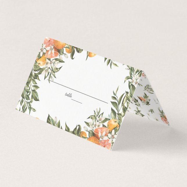 Citrus Orchard Boho Green Mariage Carte Place (Devant)