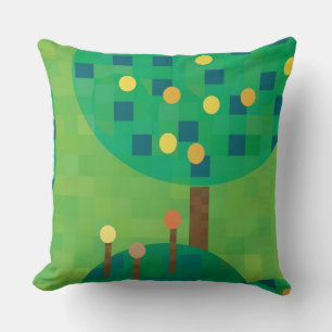citrus orchard or garden throw pillow