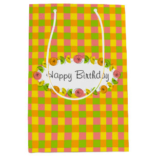 Citrus Oval Check Birthday gift bag medium