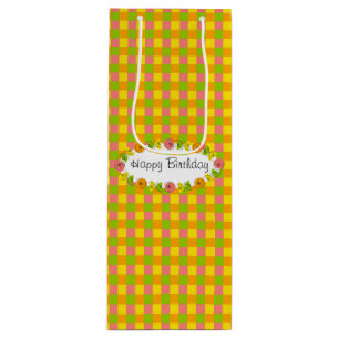 Citrus Oval Check Birthday gift bag wine