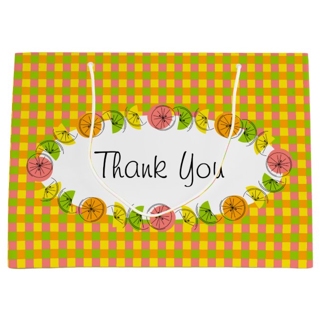 Citrus Oval Check Merci sac cadeau grand (Devant)
