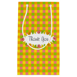 Citrus Oval Check Thank You gift bag small