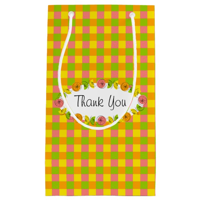 Citrus Oval Check Thank You gift bag small (Front)