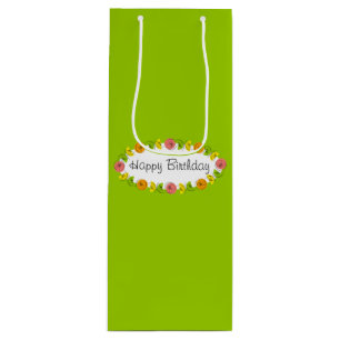 Citrus Oval Green Birthday gift bag wine