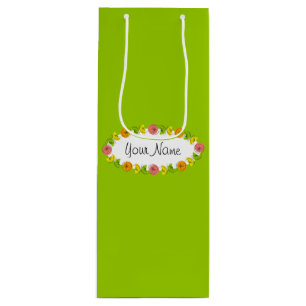 Citrus Oval Green Name gift bag wine