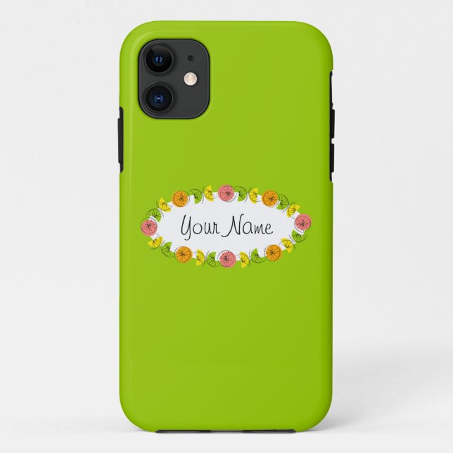 Citrus Oval Green Name iPhone case (Back)